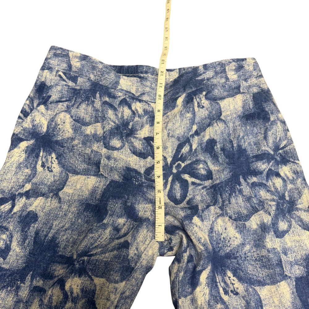 Chicos Blue White Floral Linen Pants Womens 0.5 Small Vacation Travel Beach - Picture 6 of 10